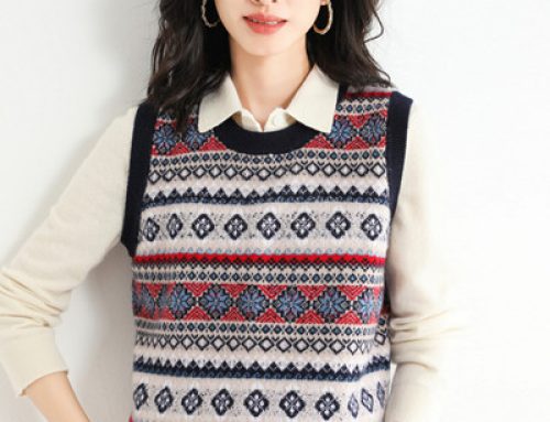 Retro ethnic jacquard loose sweater vest