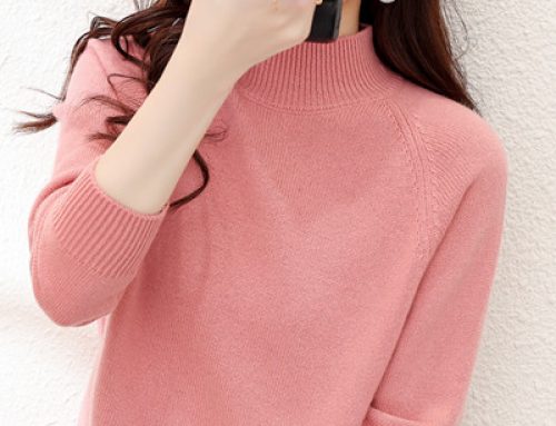 Winter fashion half turtleneck wool sweater